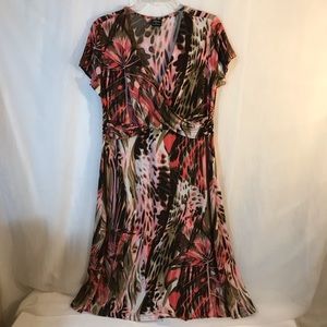 Tribal pink and black floral crisscrossed dress